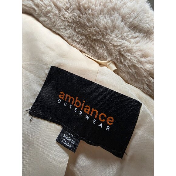 Ambiance Outerwear Plush Faux Fur Coat Beige Womens M Soft & Cozy - Picture 4 of 7